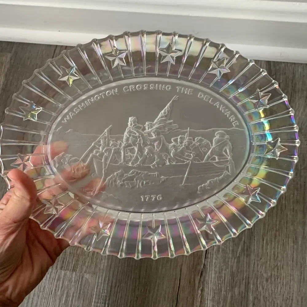 VTG JOSTORIA 1973 Plate Washington Crossing The Delaware 1776 Clear Glass Plate